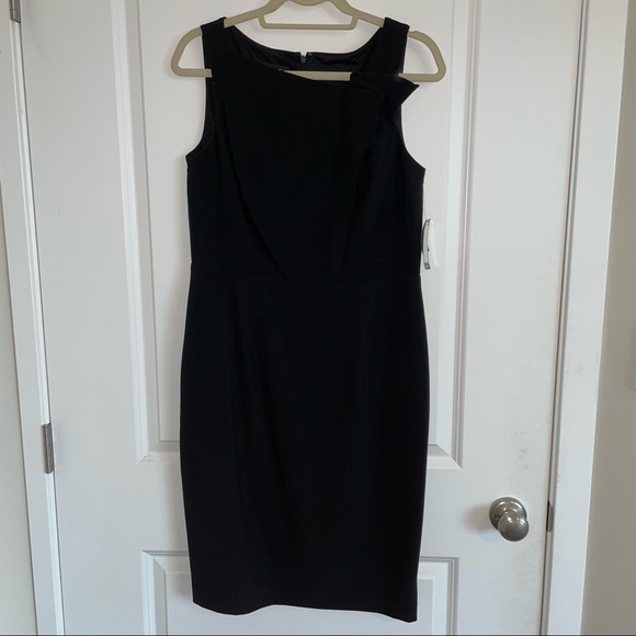 NWT Nine West Sculptural Little Black Sleeveless Pencil Dress - size 10 - Picture 2 of 6